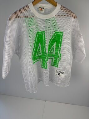 Spalding White Mesh Top with Bright Green Graphic